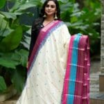 Nivedha onion sky blue and pink border