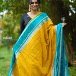 Devangi Yellow with Blue Border